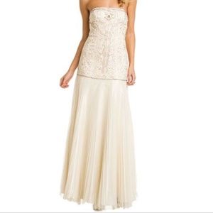 Sue Wong Champagne Beaded Drop Waist Gown Sz 0